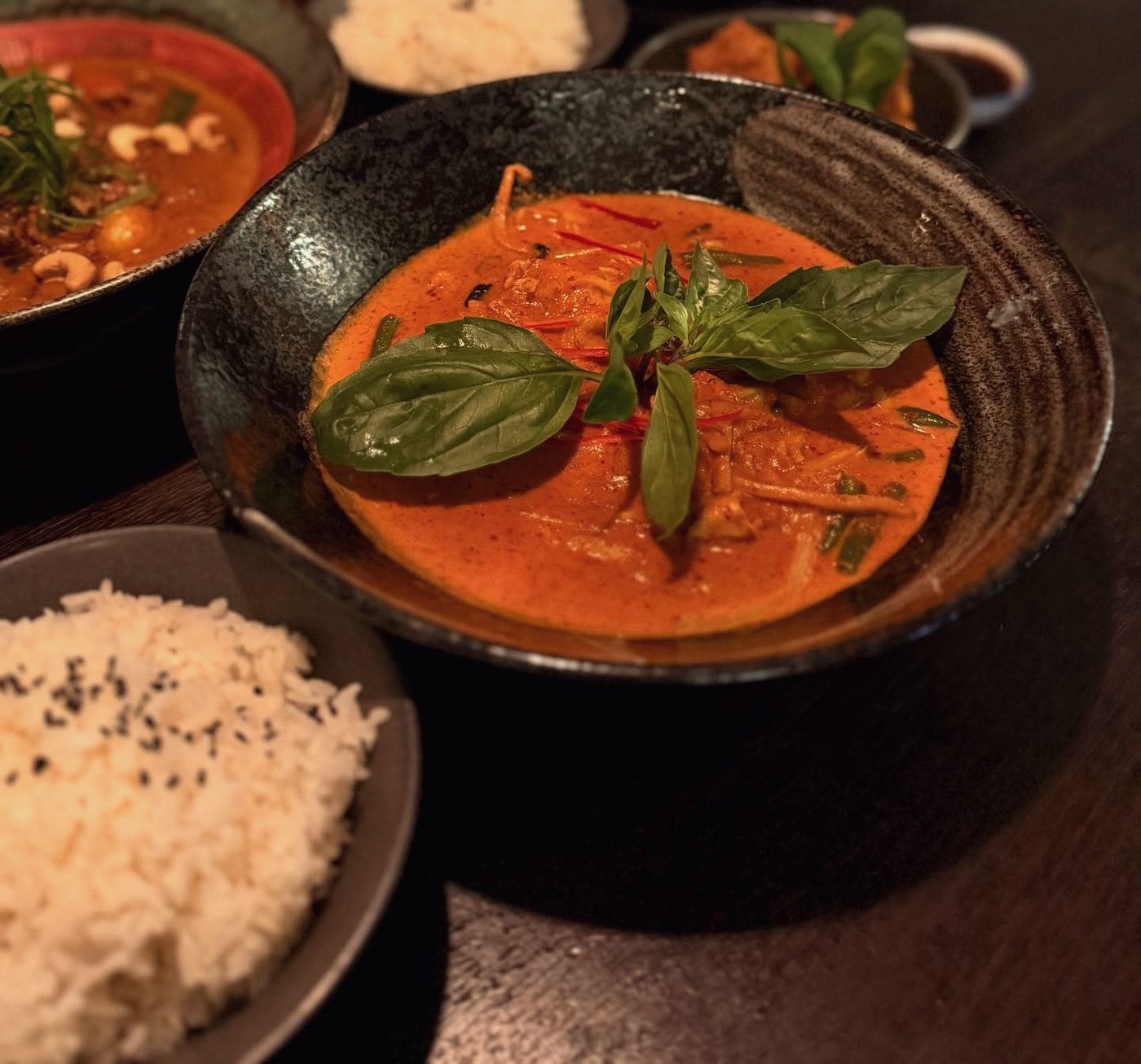 Red curry chicken with Thai basil