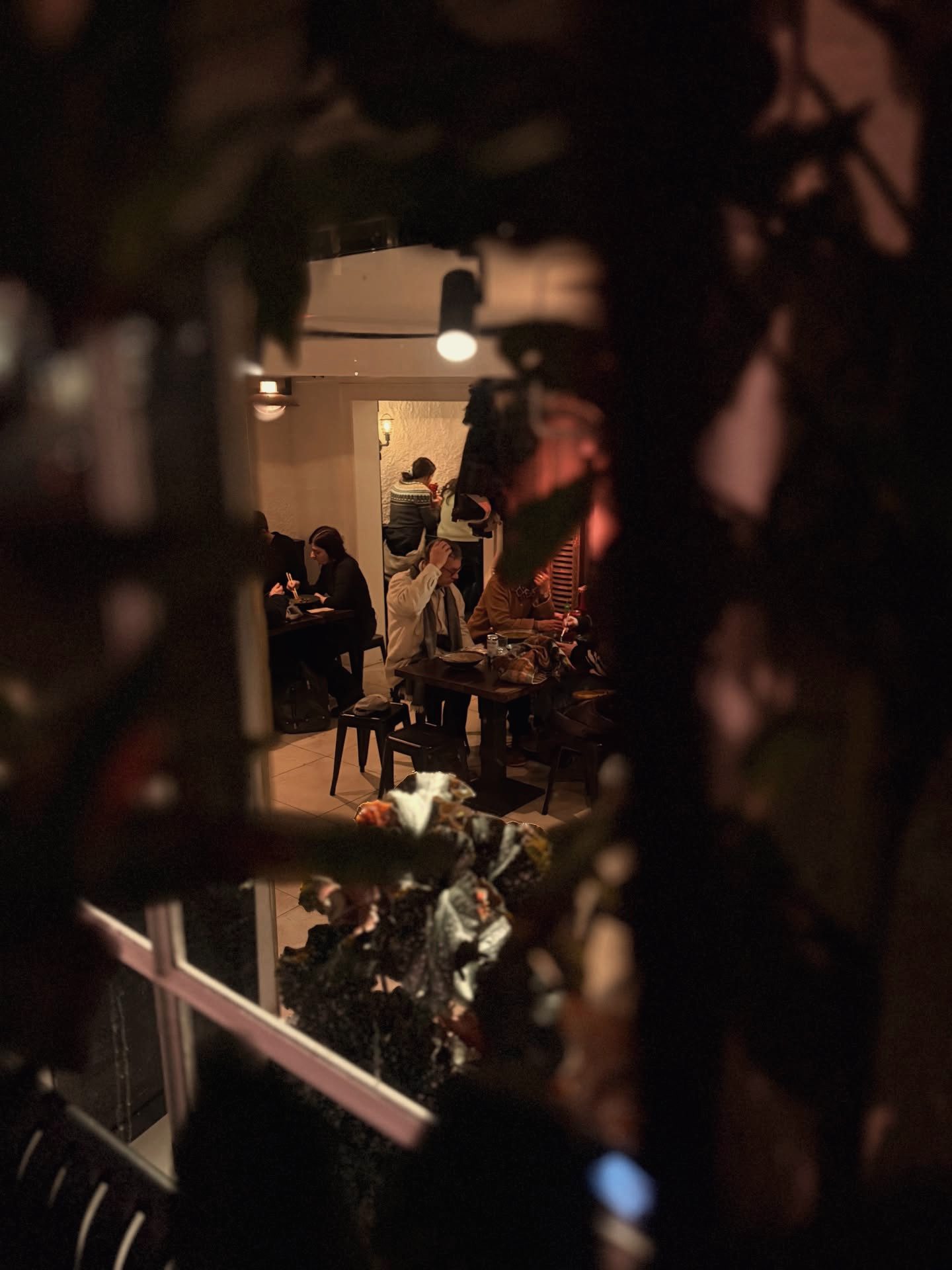 Charm seen through the window on Tolbodgade at night